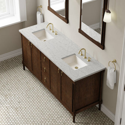James Martin - Kinnsden 72" Double Vanity, Sable Oak w/ 3 CM Eternal Jasmine Pearl Silestone Top - D680-V72-SBK-3EJP view 7