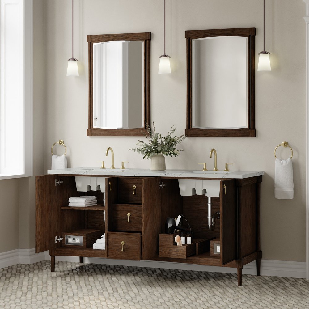 James Martin - Kinnsden 72" Double Vanity, Sable Oak w/ 3 CM Ethereal Noctis Silestone Top - D680-V72-SBK-3ENC view 5