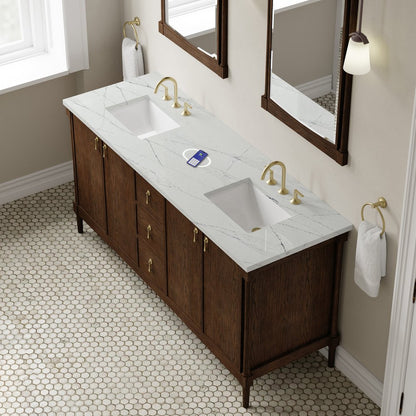 James Martin - Kinnsden 72" Double Vanity, Sable Oak w/ 3 CM Ethereal Noctis Silestone Top w/FreePower Wireless Charger - D680-V72-SBK-FENC view 7