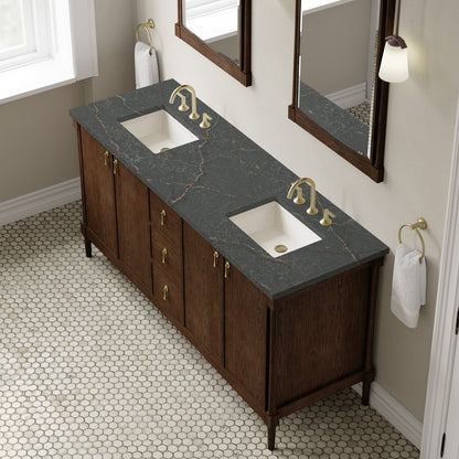 James Martin - Kinnsden 72" Double Vanity, Sable Oak w/ 3 CM Parisien Bleu Silestone Top - D680-V72-SBK-3PBL view 7