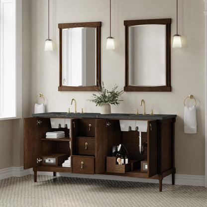 James Martin - Kinnsden 72" Double Vanity, Sable Oak w/ 3 CM Parisien Bleu Silestone Top w/FreePower Wireless Charger - D680-V72-SBK-FPBL view 5