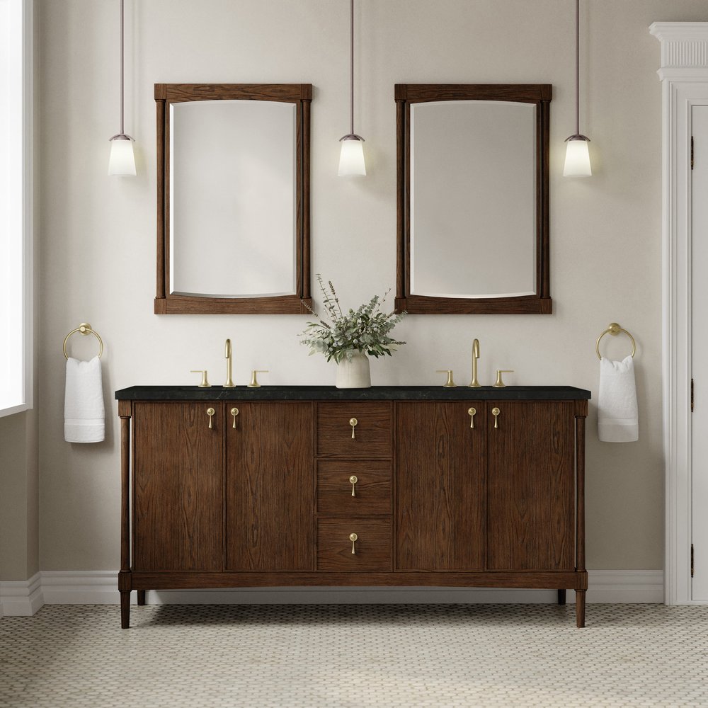 James Martin - Kinnsden 72" Double Vanity, Sable Oak w/ 3 CM Phantome Eclos Top - D680-V72-SBK-3PHT view 3