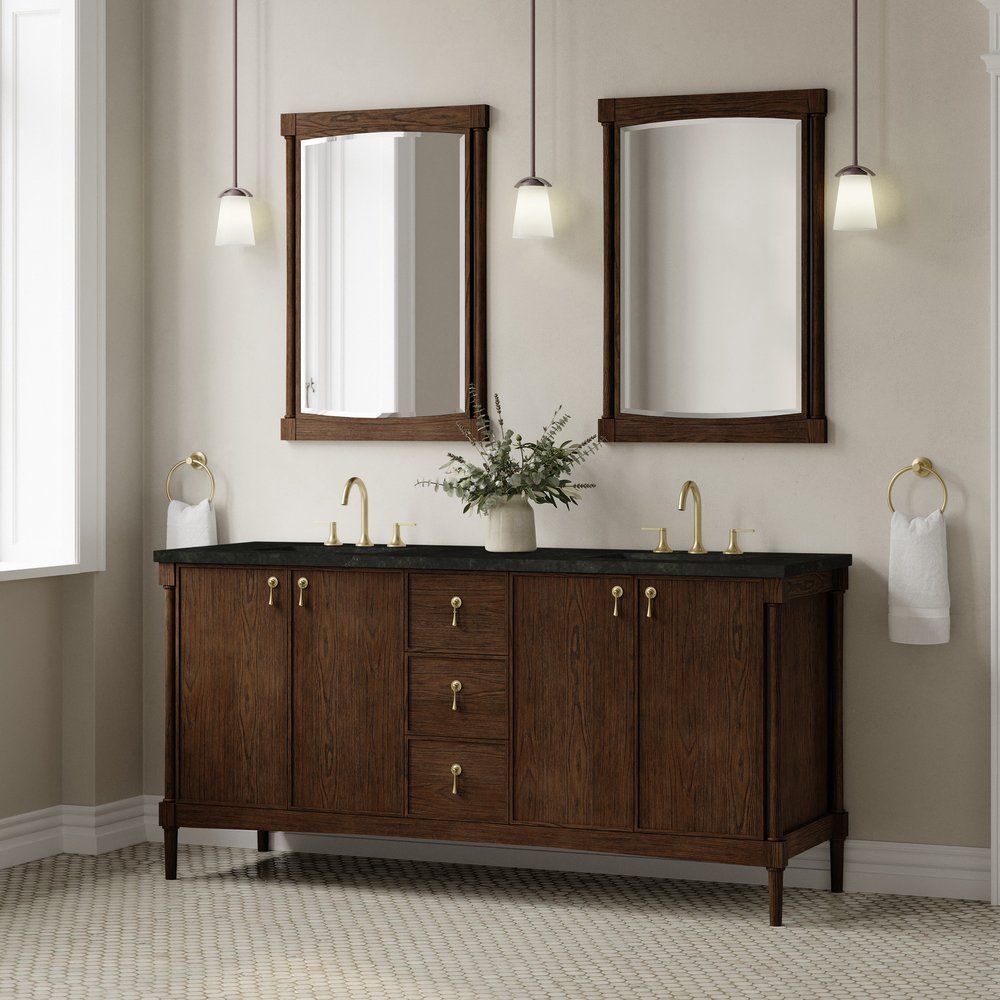 James Martin - Kinnsden 72" Double Vanity, Sable Oak w/ 3 CM Phantome Eclos Top - D680-V72-SBK-3PHT view 4