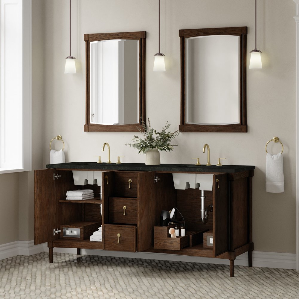 James Martin - Kinnsden 72" Double Vanity, Sable Oak w/ 3 CM Phantome Eclos Top - D680-V72-SBK-3PHT view 5