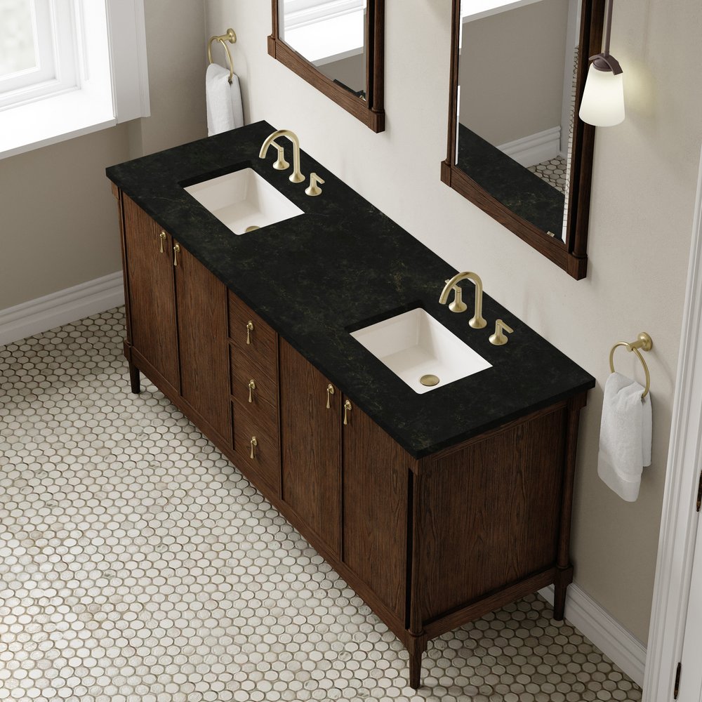 James Martin - Kinnsden 72" Double Vanity, Sable Oak w/ 3 CM Phantome Eclos Top - D680-V72-SBK-3PHT view 7
