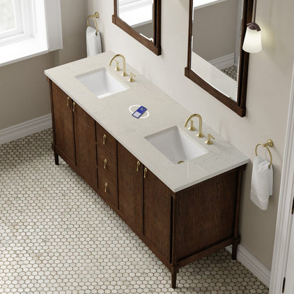 James Martin - Kinnsden 72" Double Vanity, Sable Oak w/ 3 CM Siberian Silestone Top w/FreePower Wireless Charger - D680-V72-SBK-FSFR view 7