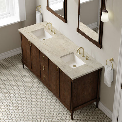 James Martin - Kinnsden 72" Double Vanity, Sable Oak w/ 3 CM Tajnar Eclos Top - D680-V72-SBK-3TJR view 7