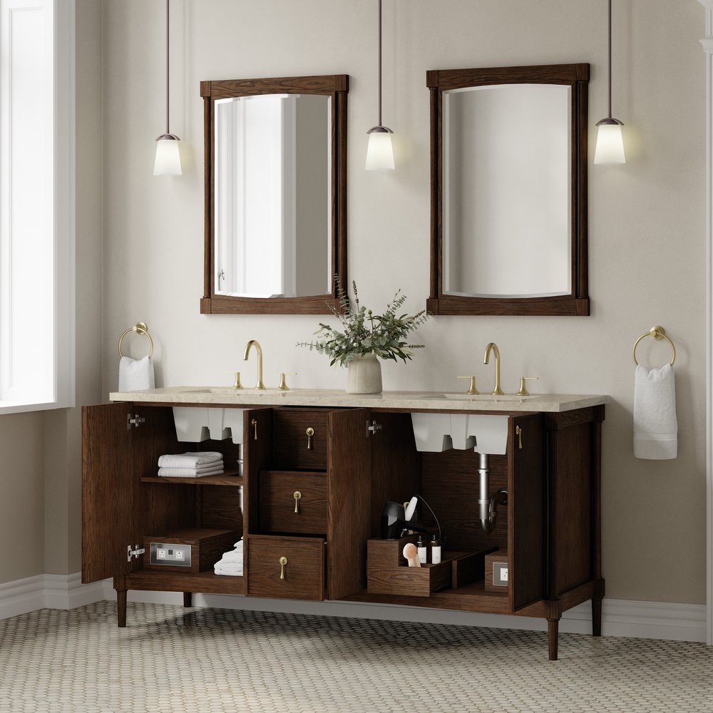 James Martin - Kinnsden 72" Double Vanity, Sable Oak w/ 3 CM Tajnar Eclos Top w/FreePower Wireless Charger - D680-V72-SBK-FTJR view 5