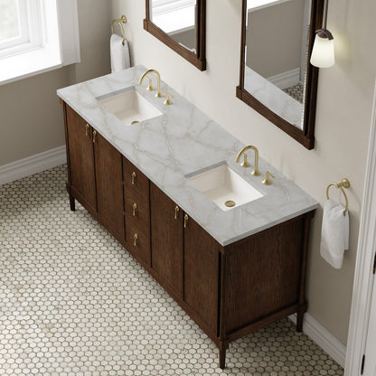 James Martin - Kinnsden 72" Double Vanity, Sable Oak w/ 3 CM Victorian Silver Silestone Top - D680-V72-SBK-3VSL view 7