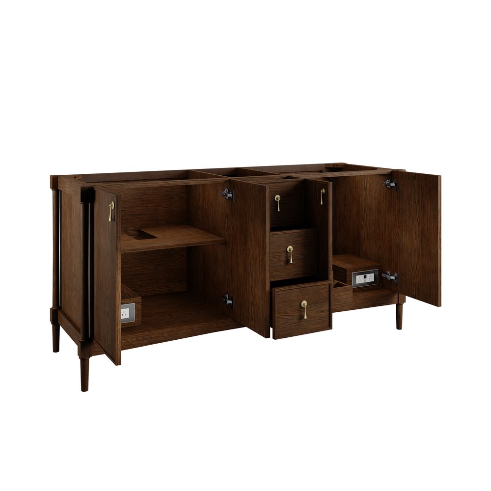 James Martin - Kinnsden 72" Double Vanity, Sable Oak w/ 3 CM Victorian Silver Silestone Top - D680-V72-SBK-3VSL view 8
