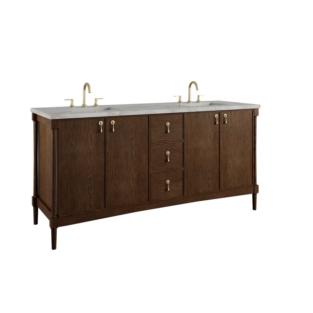 James Martin - Kinnsden 72" Double Vanity, Sable Oak w/ 3 CM Victorian Silver Silestone Top - D680-V72-SBK-3VSL view 10