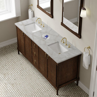 James Martin - Kinnsden 72" Double Vanity, Sable Oak w/ 3 CM Victorian Silver Silestone Top w/FreePower Wireless Charger - D680-V72-SBK-FVSL view 7