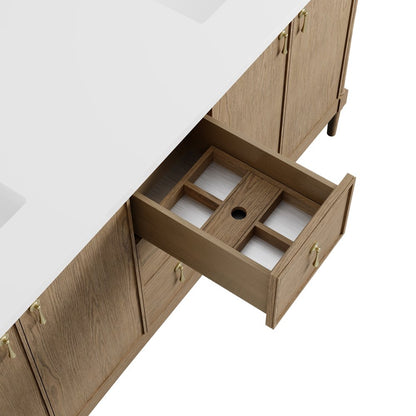 James Martin - Kinnsden 72" Double Vanity, Weathered Oak w/ 3 CM Carrara Marble Top - D680-V72-WTO-3CAR view 14