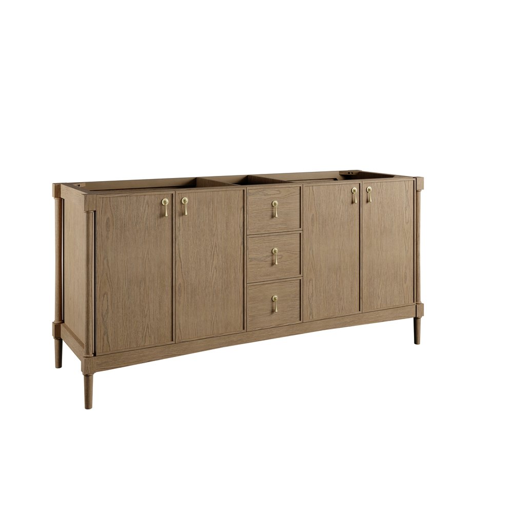 James Martin - Kinnsden 72" Double Vanity, Weathered Oak w/ 3 CM Ethereal Noctis Silestone Top - D680-V72-WTO-3ENC view 2