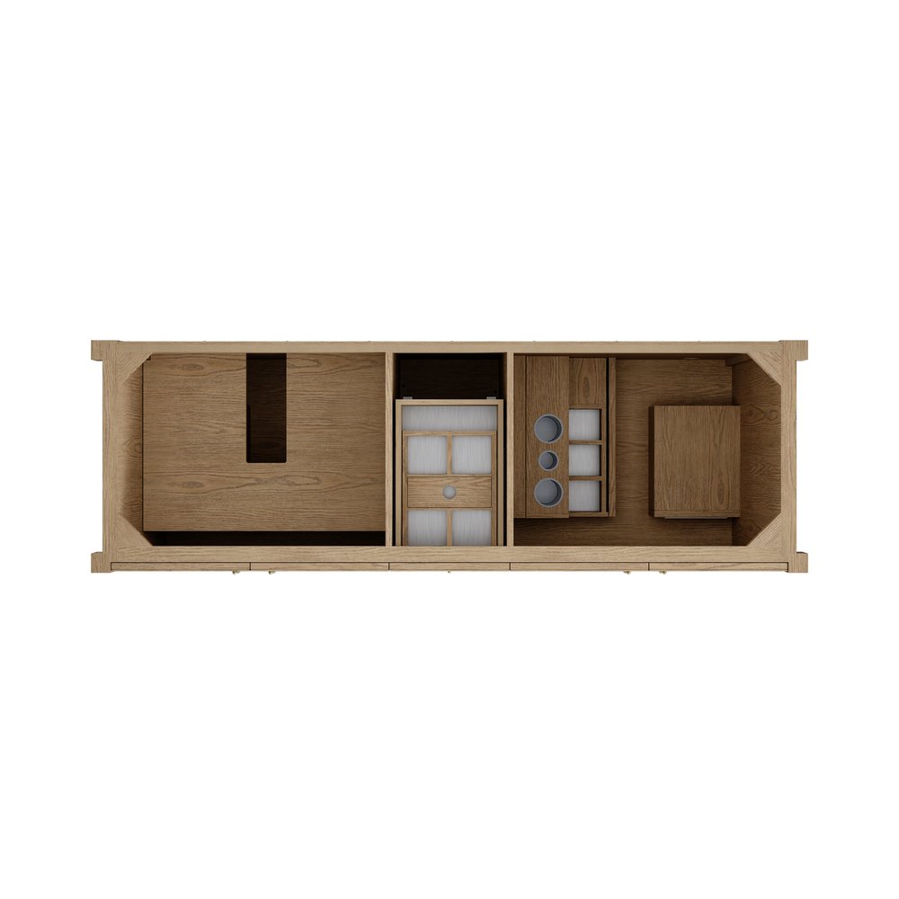 James Martin - Kinnsden 72" Double Vanity, Weathered Oak w/ 3 CM Ethereal Noctis Silestone Top - D680-V72-WTO-3ENC view 6