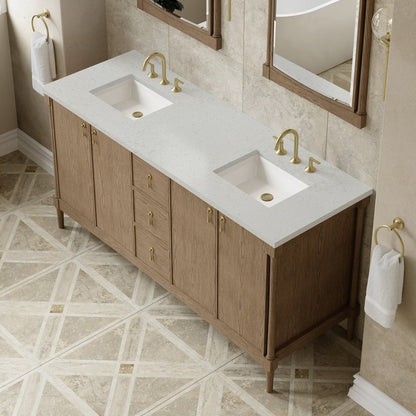 James Martin - Kinnsden 72" Double Vanity, Weathered Oak w/ 3 CM Lime Delight Silestone Top - D680-V72-WTO-3LDL view 7
