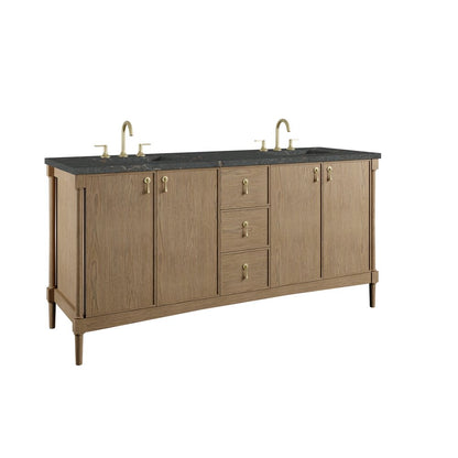 James Martin - Kinnsden 72" Double Vanity, Weathered Oak w/ 3 CM Parisien Bleu Silestone Top - D680-V72-WTO-3PBL view 10