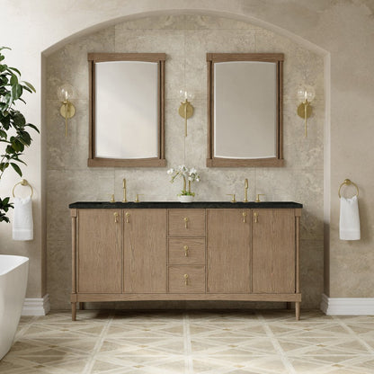James Martin - Kinnsden 72" Double Vanity, Weathered Oak w/ 3 CM Phantome Eclos Top - D680-V72-WTO-3PHT view 3