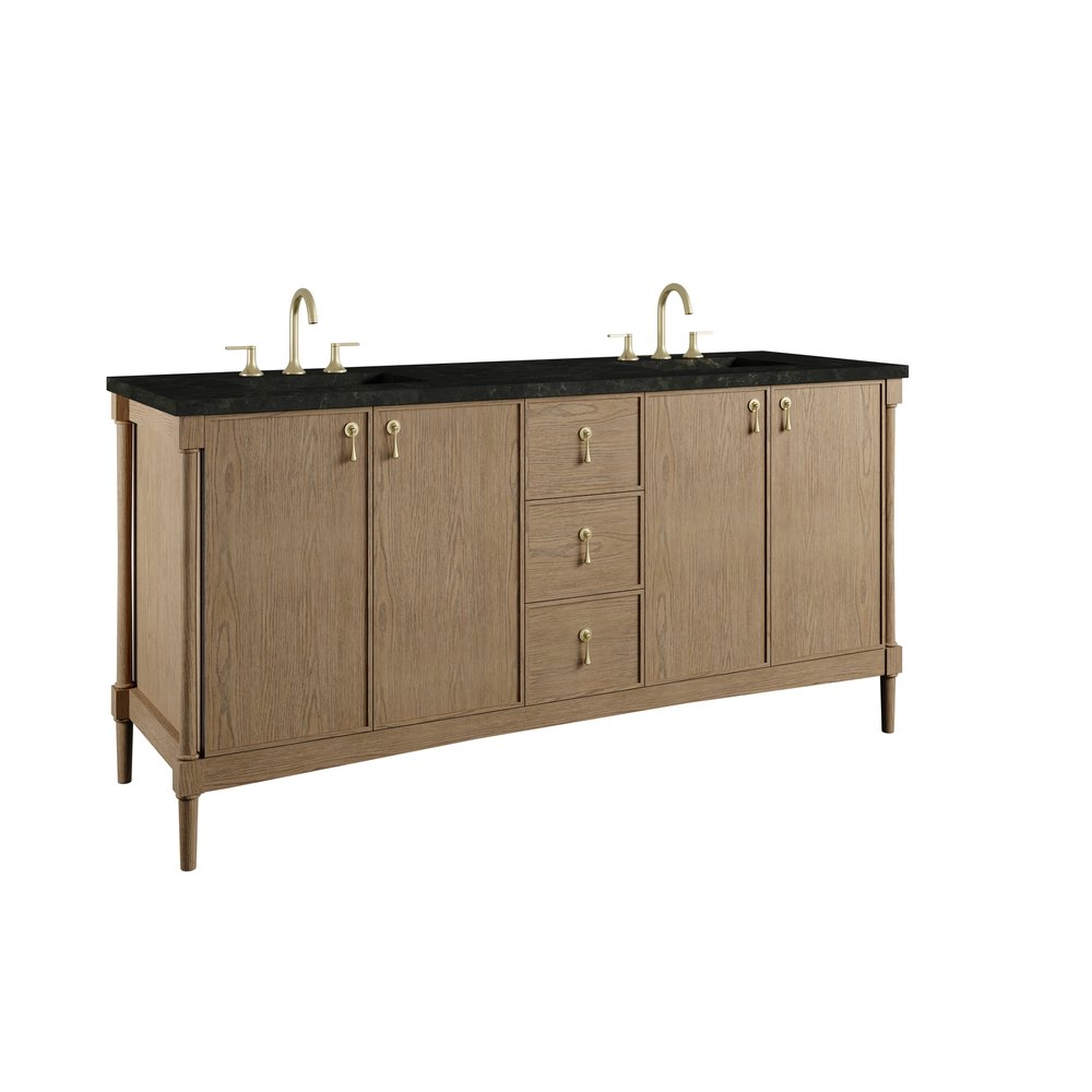 James Martin - Kinnsden 72" Double Vanity, Weathered Oak w/ 3 CM Phantome Eclos Top - D680-V72-WTO-3PHT view 10