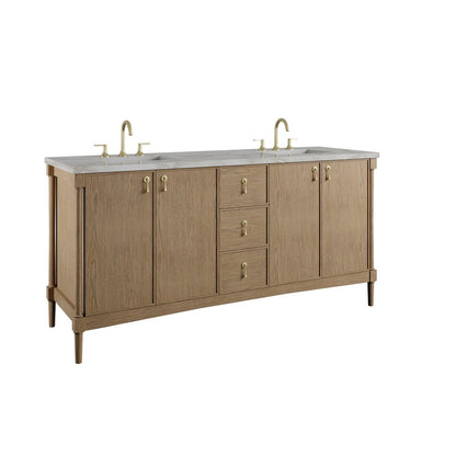James Martin - Kinnsden 72" Double Vanity, Weathered Oak w/ 3 CM Victorian Silver Silestone Top - D680-V72-WTO-3VSL view 10