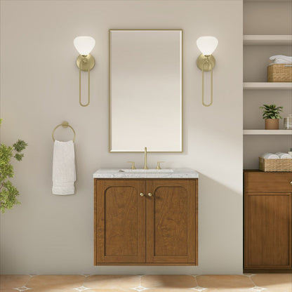 James Martin - Laurent 30" Single Vanity, Honey Oak w/ 3 CM Eternal Jasmine Pearl Silestone Top - 545-V30-HNO-3EJP view 6