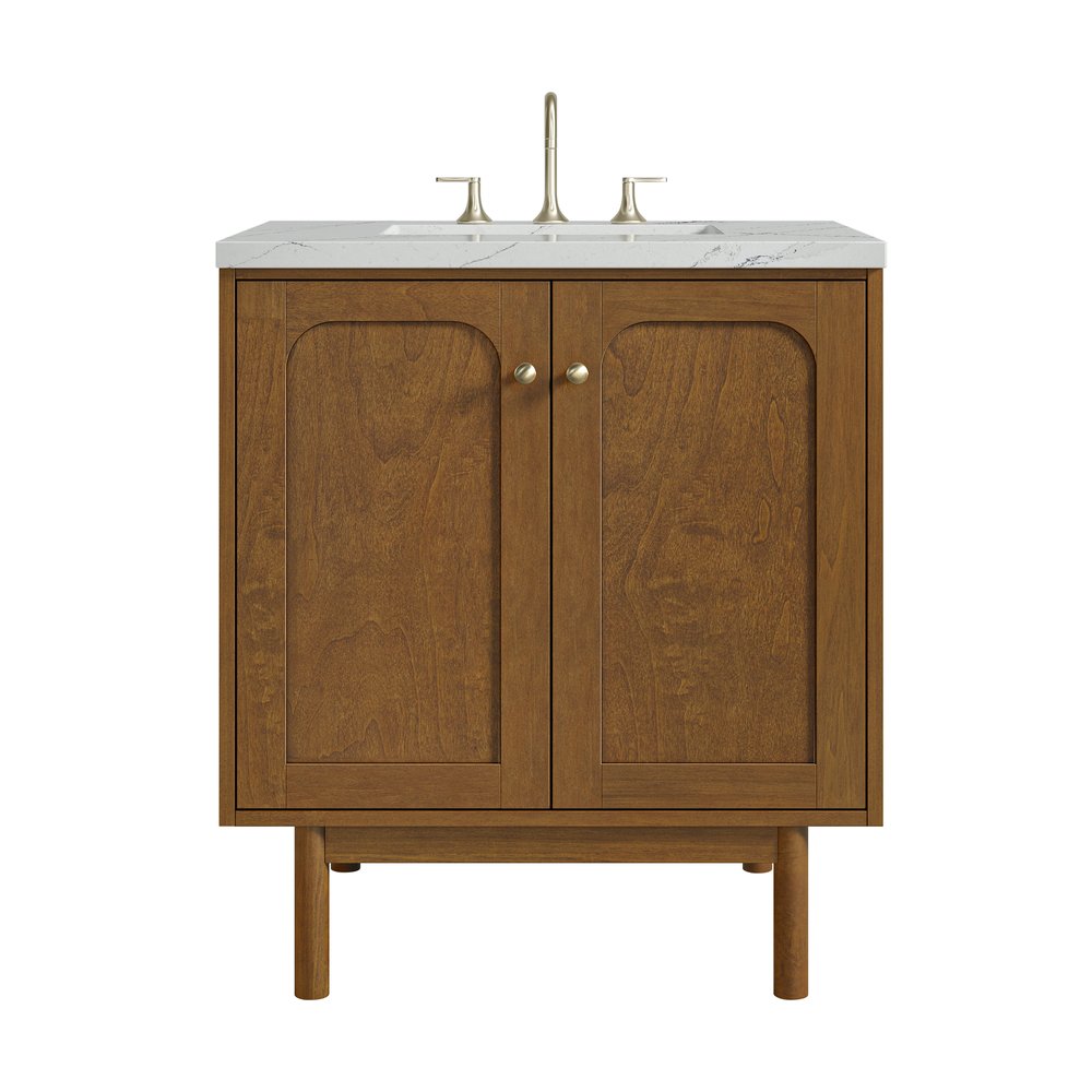 James Martin - Laurent 30" Single Vanity, Honey Oak w/ 3 CM Ethereal Noctis Silestone Top - 545-V30-HNO-3ENC view 1