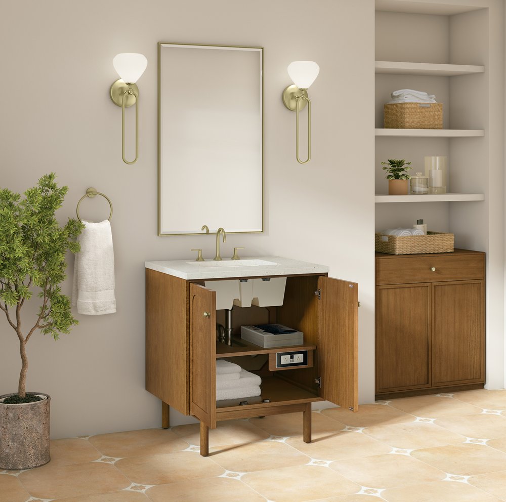James Martin - Laurent 30" Single Vanity, Honey Oak w/ 3 CM Lime Delight Silestone Top - 545-V30-HNO-3LDL view 9