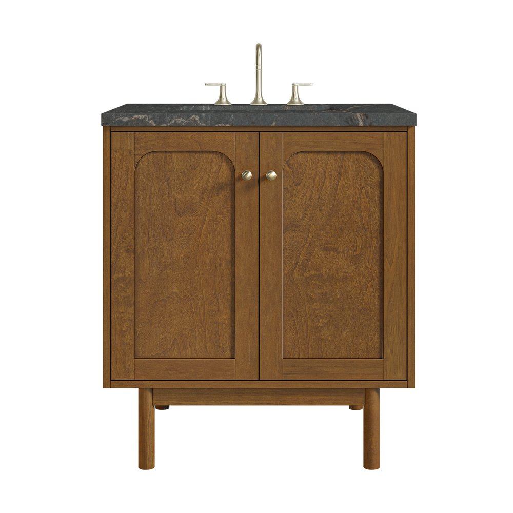 James Martin - Laurent 30" Single Vanity, Honey Oak w/ 3 CM Parisien Bleu Silestone Top - 545-V30-HNO-3PBL view 1