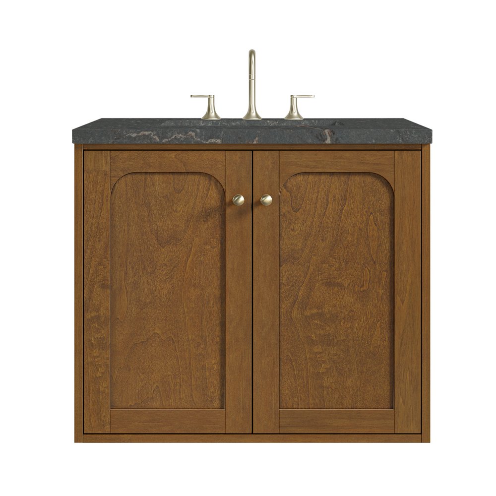 James Martin - Laurent 30" Single Vanity, Honey Oak w/ 3 CM Parisien Bleu Silestone Top - 545-V30-HNO-3PBL view 2