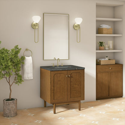 James Martin - Laurent 30" Single Vanity, Honey Oak w/ 3 CM Parisien Bleu Silestone Top - 545-V30-HNO-3PBL view 7