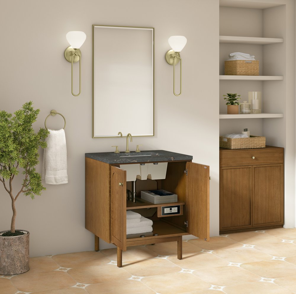 James Martin - Laurent 30" Single Vanity, Honey Oak w/ 3 CM Parisien Bleu Silestone Top - 545-V30-HNO-3PBL view 9