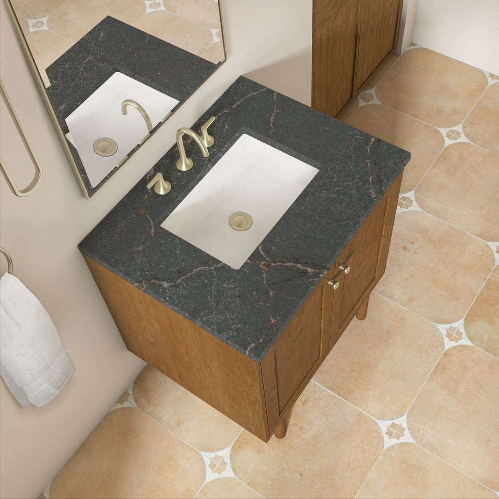 James Martin - Laurent 30" Single Vanity, Honey Oak w/ 3 CM Parisien Bleu Silestone Top - 545-V30-HNO-3PBL view 11
