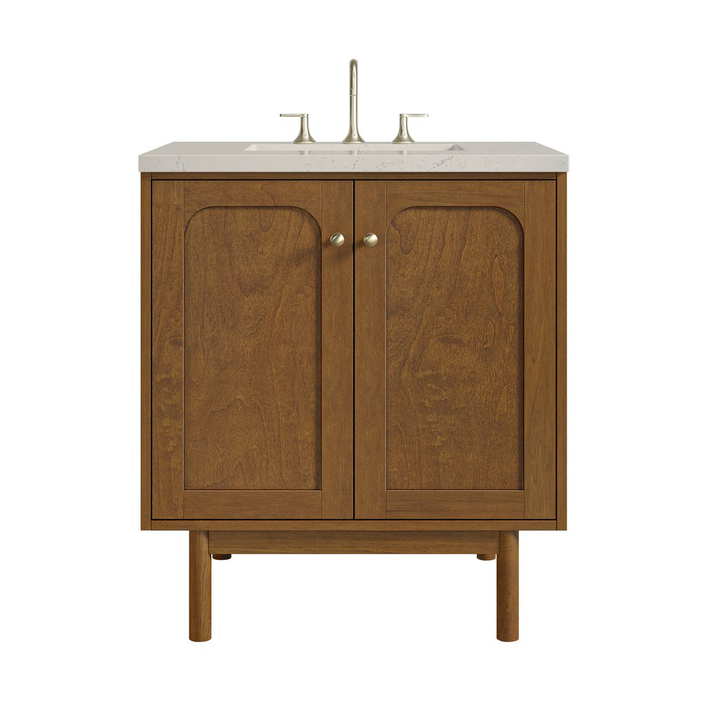 James Martin - Laurent 30" Single Vanity, Honey Oak w/ 3 CM Siberian Silestone Top - 545-V30-HNO-3SFR view 1