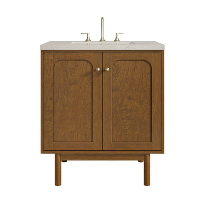 James Martin - Laurent 30" Single Vanity, Honey Oak w/ 3 CM Siberian Silestone Top - 545-V30-HNO-3SFR view 1