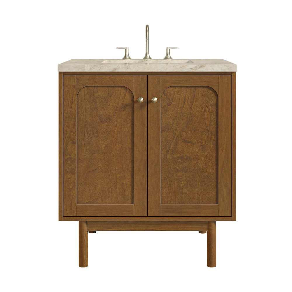 James Martin - Laurent 30" Single Vanity, Honey Oak w/ 3 CM Tajnar Eclos Top - 545-V30-HNO-3TJR view 1
