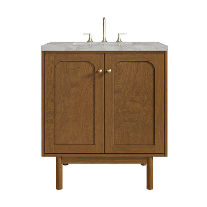 James Martin - Laurent 30" Single Vanity, Honey Oak w/ 3 CM Victorian Silver Silestone Top - 545-V30-HNO-3VSL view 1