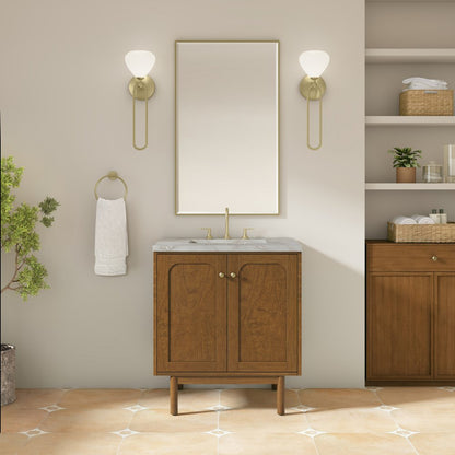 James Martin - Laurent 30" Single Vanity, Honey Oak w/ 3 CM Victorian Silver Silestone Top - 545-V30-HNO-3VSL view 5