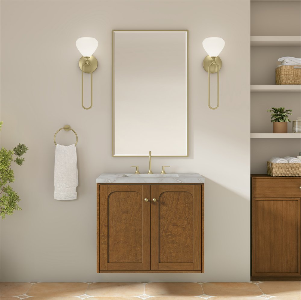 James Martin - Laurent 30" Single Vanity, Honey Oak w/ 3 CM Victorian Silver Silestone Top - 545-V30-HNO-3VSL view 6