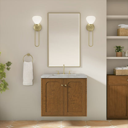 James Martin - Laurent 30" Single Vanity, Honey Oak w/ 3 CM Victorian Silver Silestone Top - 545-V30-HNO-3VSL view 6