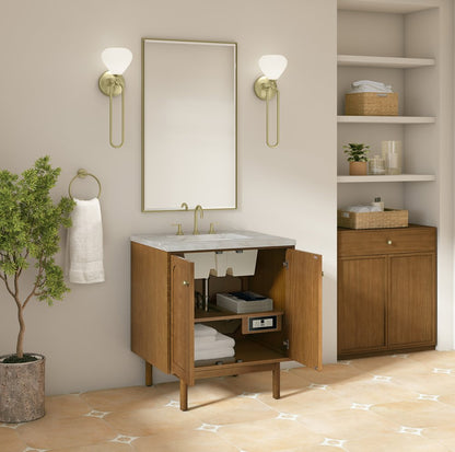 James Martin - Laurent 30" Single Vanity, Honey Oak w/ 3 CM Victorian Silver Silestone Top - 545-V30-HNO-3VSL view 9