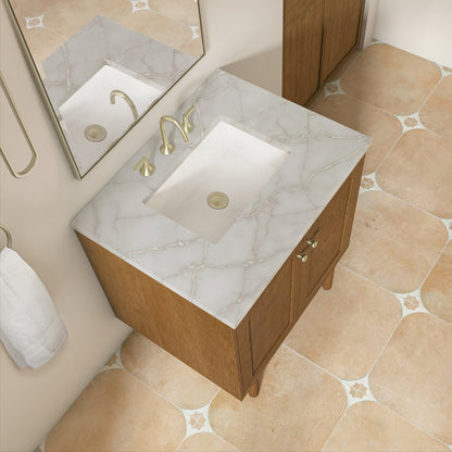 James Martin - Laurent 30" Single Vanity, Honey Oak w/ 3 CM Victorian Silver Silestone Top - 545-V30-HNO-3VSL view 11