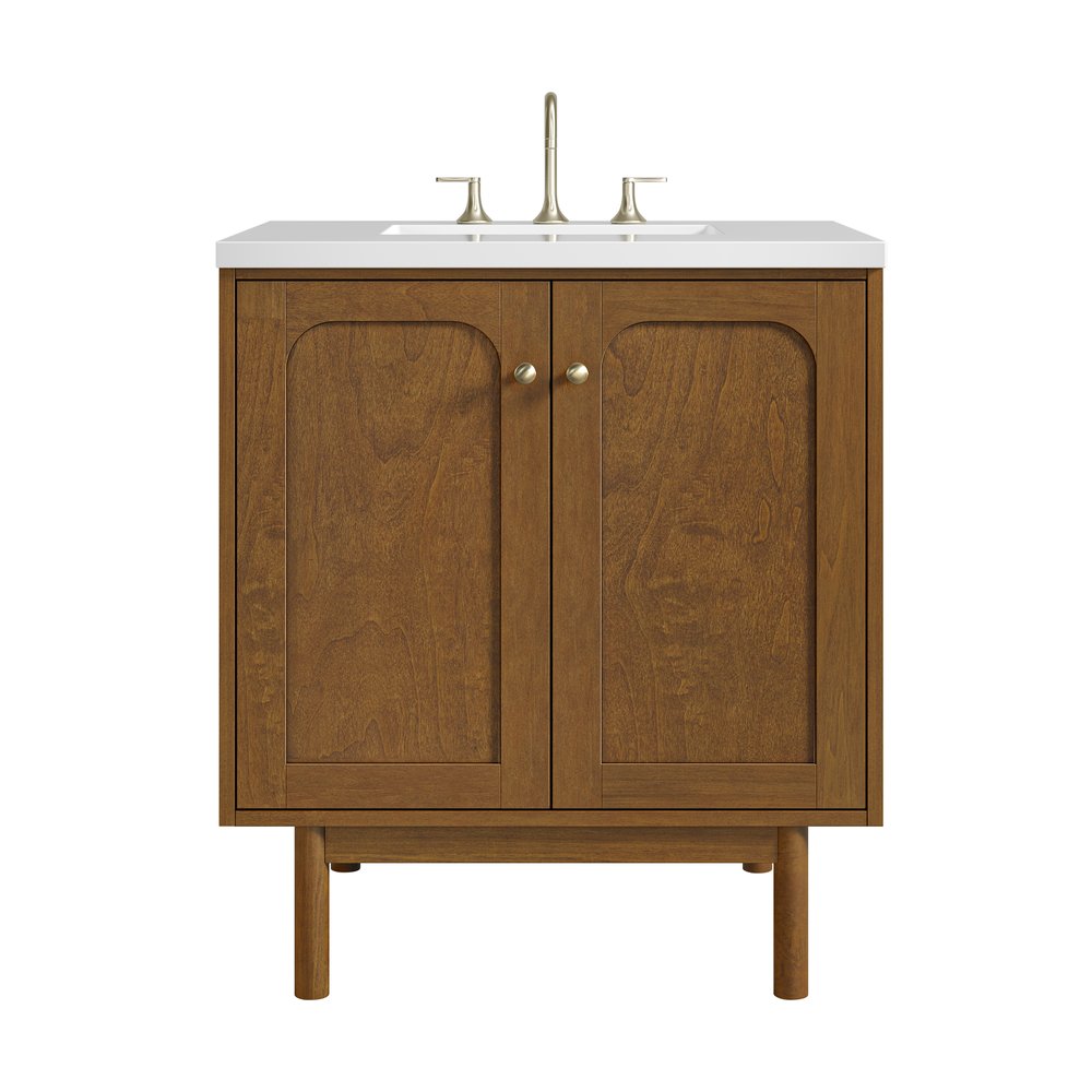 James Martin - Laurent 30" Single Vanity, Honey Oak w/ 3 CM White Zeus Silestone Top - 545-V30-HNO-3WZ view 1