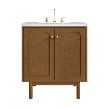 James Martin - Laurent 30" Single Vanity, Honey Oak w/ 3 CM White Zeus Silestone Top - 545-V30-HNO-3WZ view 1