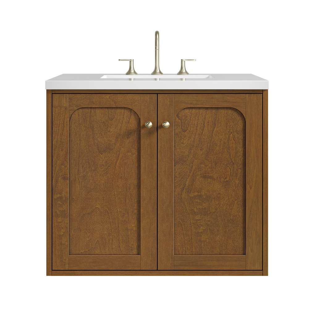 James Martin - Laurent 30" Single Vanity, Honey Oak w/ 3 CM White Zeus Silestone Top - 545-V30-HNO-3WZ view 2
