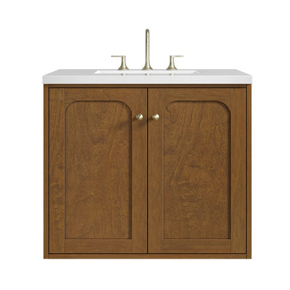 James Martin - Laurent 30" Single Vanity, Honey Oak w/ 3 CM White Zeus Silestone Top - 545-V30-HNO-3WZ view 2