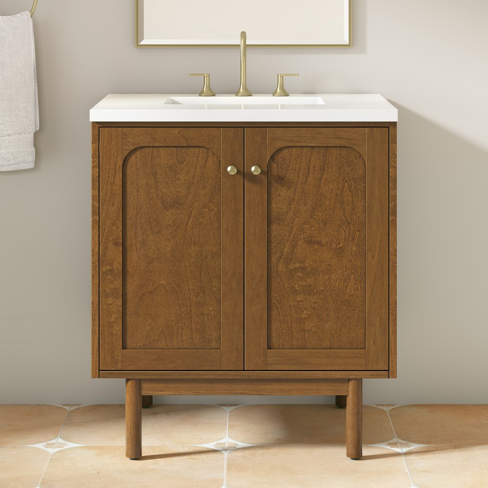 James Martin - Laurent 30" Single Vanity, Honey Oak w/ 3 CM White Zeus Silestone Top - 545-V30-HNO-3WZ view 7