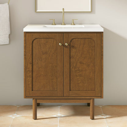 James Martin - Laurent 30" Single Vanity, Honey Oak w/ 3 CM White Zeus Silestone Top - 545-V30-HNO-3WZ view 7