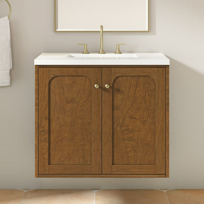 James Martin - Laurent 30" Single Vanity, Honey Oak w/ 3 CM White Zeus Silestone Top - 545-V30-HNO-3WZ view 8