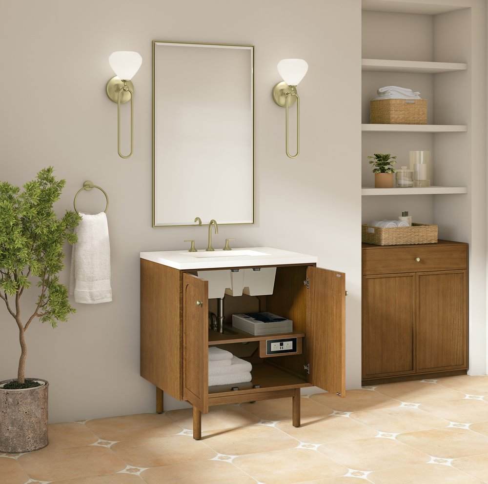 James Martin - Laurent 30" Single Vanity, Honey Oak w/ 3 CM White Zeus Silestone Top - 545-V30-HNO-3WZ view 11