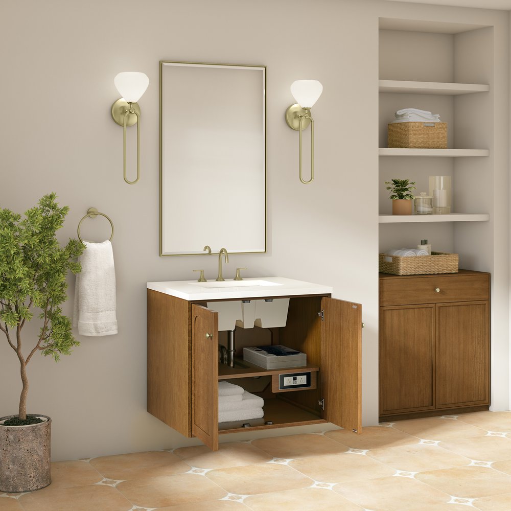 James Martin - Laurent 30" Single Vanity, Honey Oak w/ 3 CM White Zeus Silestone Top - 545-V30-HNO-3WZ view 12